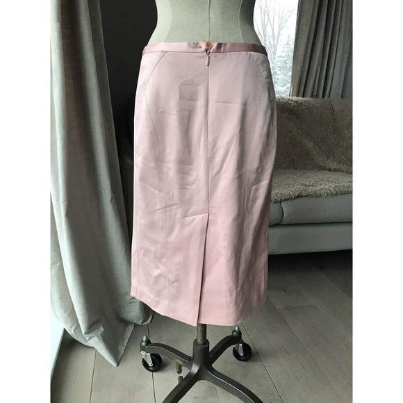BCBG maxazria Pencil skirt pink blush 2 over knee Career dressy Lined Slit - Picture 6 of 9